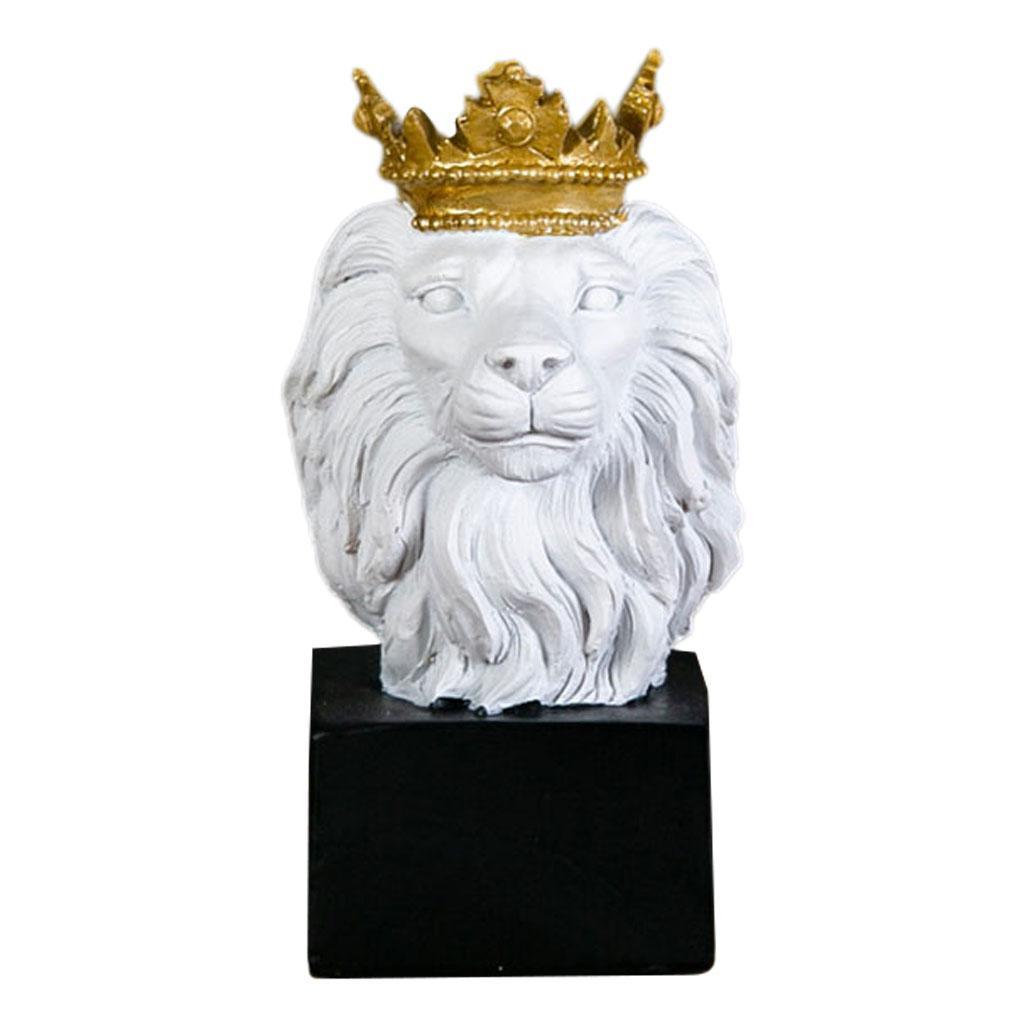 Lion Head Statue Ornament Home Sculpture Figurine Decor