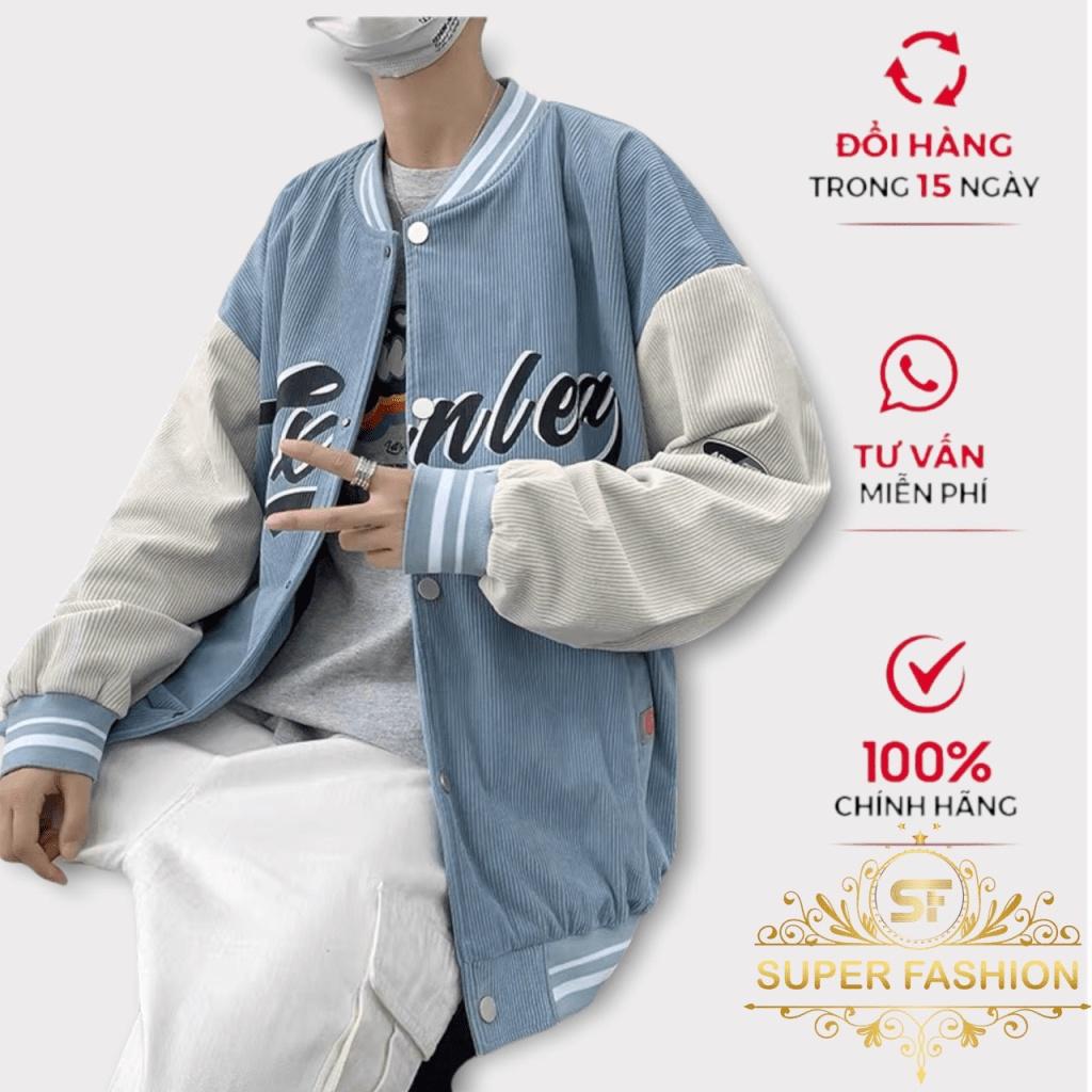 Áo khoác bomber bóng chày chất nhung tăm 2 lớp lót dù đen cao cấp Áo Bomber Nam Nữ nhung Unisex - Áo Khoác Bóng Chày Form Rộng Màu Xanh cực chất