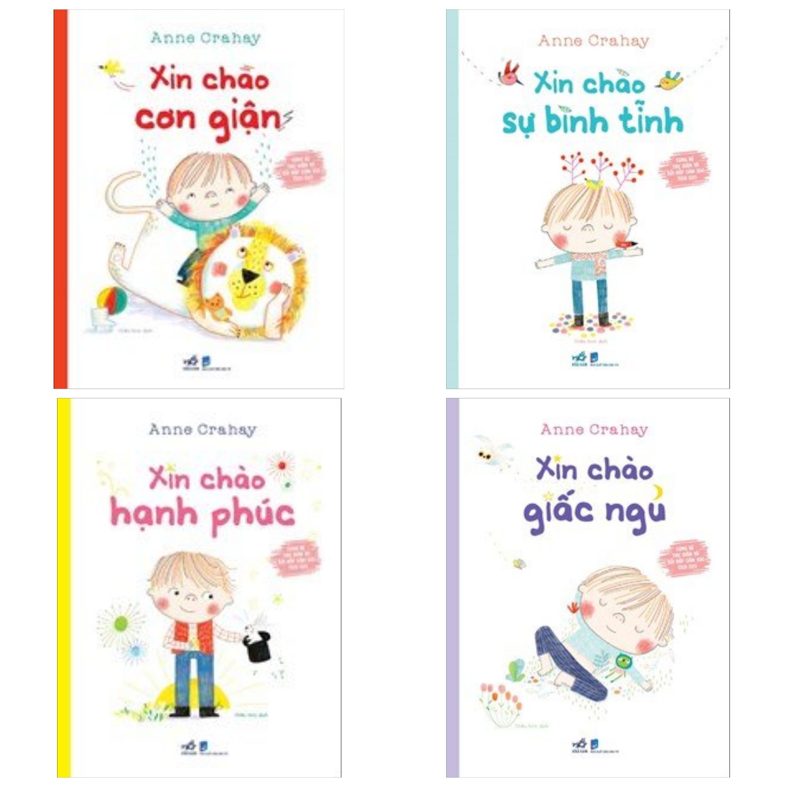 Combo sách cùng bé thư giãn và bồi đắp cảm xúc tích cực: Xin Chào Giấc Ngủ + Xin Chào Sự Bình Tĩnh + Xin Chào Cơn Giận + Xin Chào Hạnh Phúc