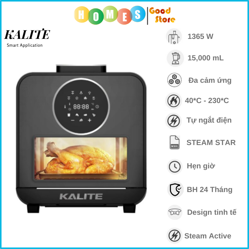 Nồi Chiên Hơi Nước KALITE STEAM STAR, Dung Tích Nồi 15L, Công Suất 1635W - Hàng Chính Hãng