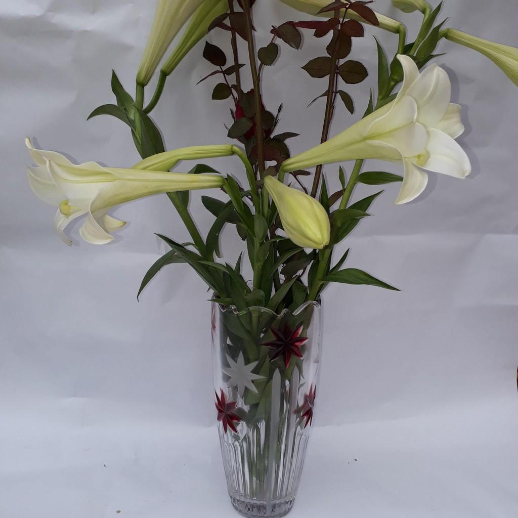 Lọ hoa thủy tinh cao cấp, bầu, 22 cm