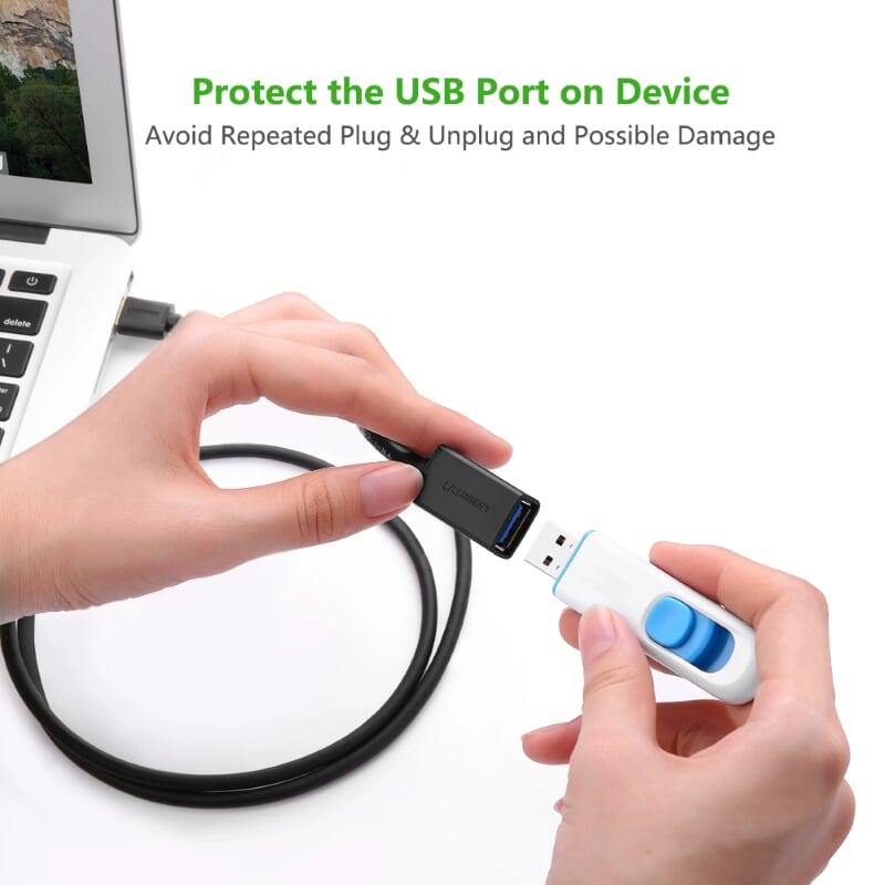 Ugreen UG30125US129TK 0.5M màu Đen Cáp tín hiệu nối dài USB 3.0 cao cấp - HÀNG CHÍNH HÃNG