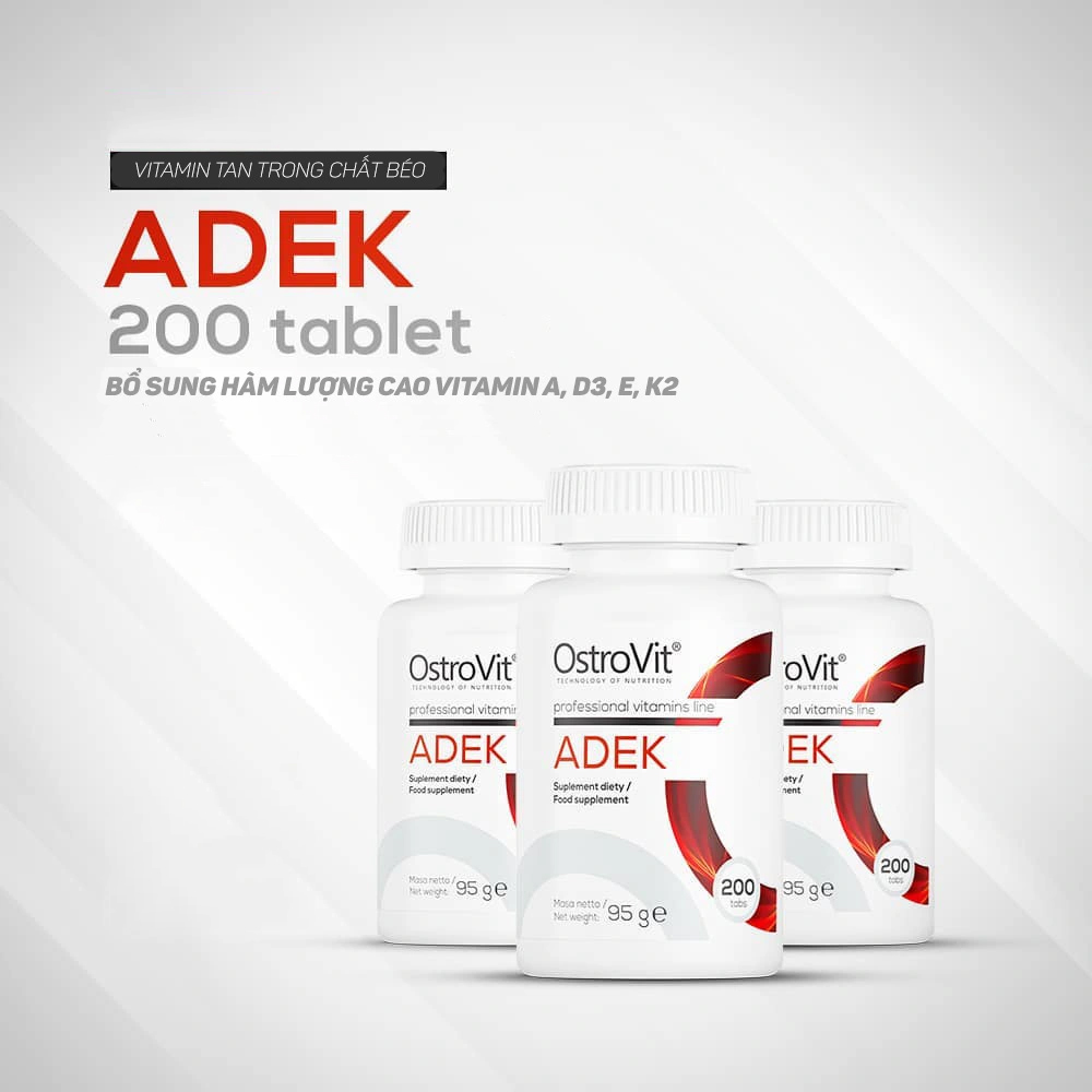 Viên Uống Bổ Sung Vitamin Toàn Diện A, D, E, K Ostrovit ADEK (200 viên) Hỗ Trợ Mắt, Da, Tim Mạch, Xương Khớp | Nhập khẩu Ba Lan