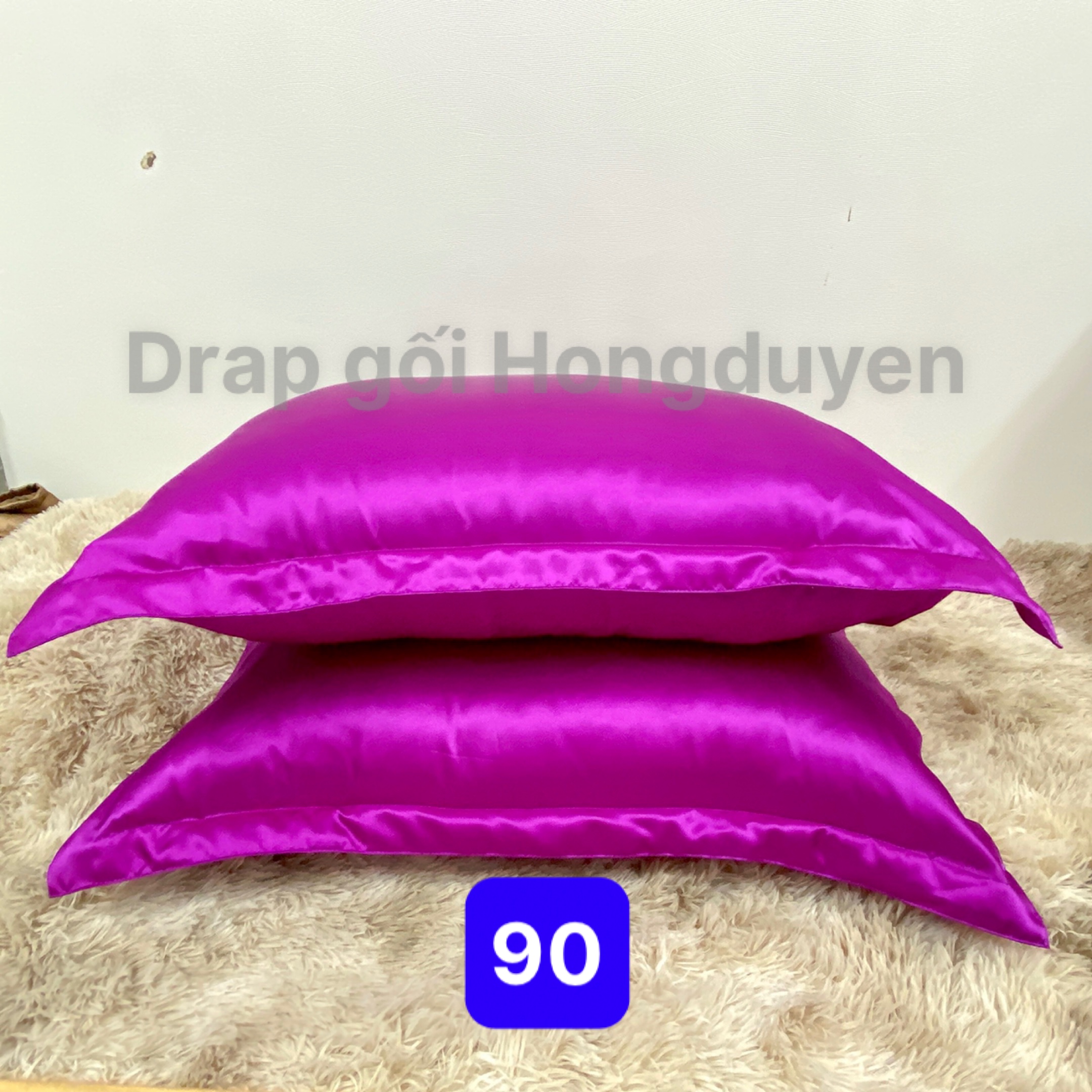 Bộ vỏ gối-ga phi bóng KO MỀN/CHĂN 1m6/1m8 trơn tím 90. Bộ drap phi bóng 1 màu. Bộ grap phi bóng. Bộ drap phi lụa. Bộ grap phi lụa. Bộ ga phi lụa. Ga giường - drap giường - grap giường - ra giường.