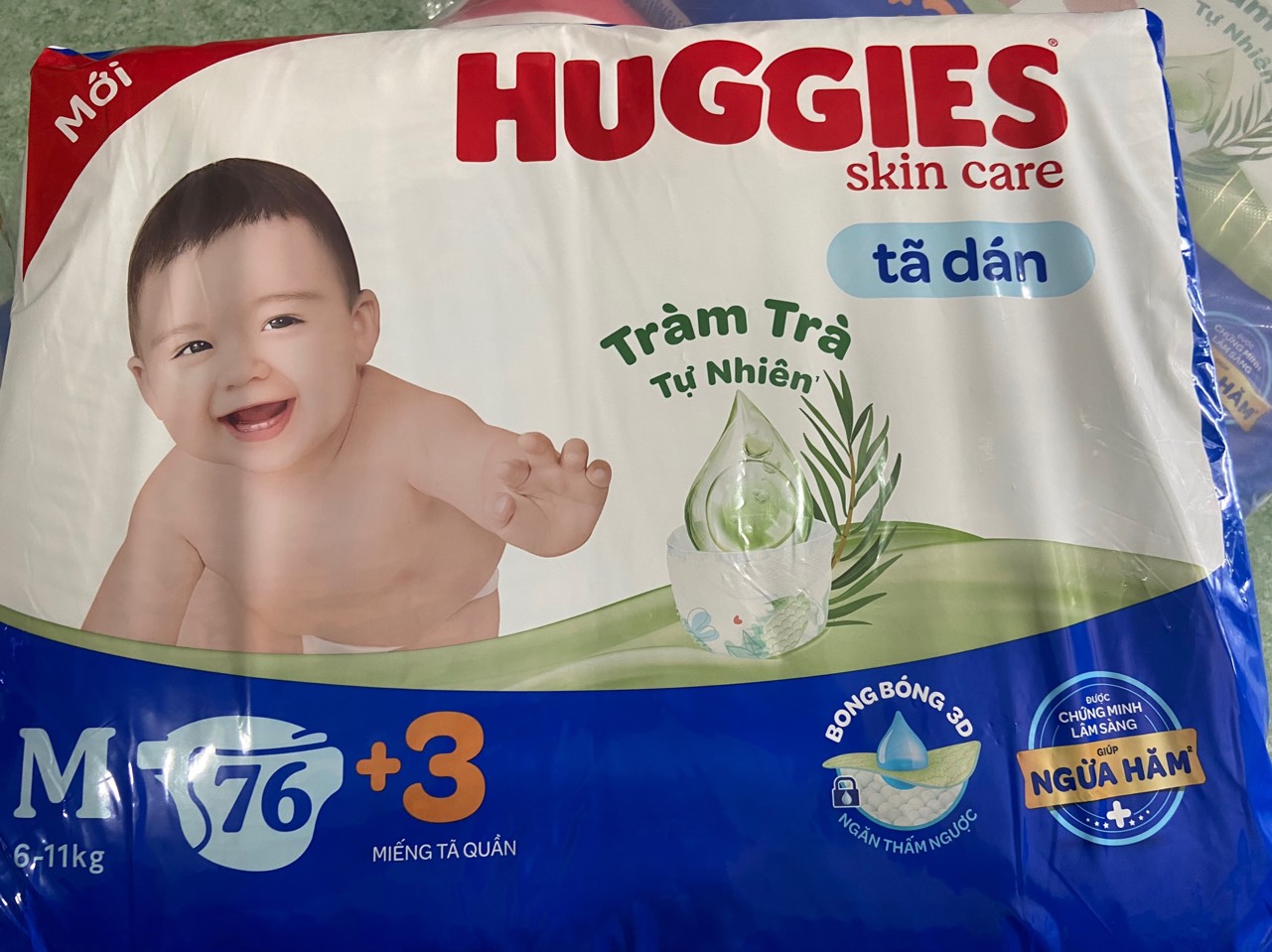 Tã Dán Huggies Dry Gói Cực Đại M76 - Bao Bì Mới