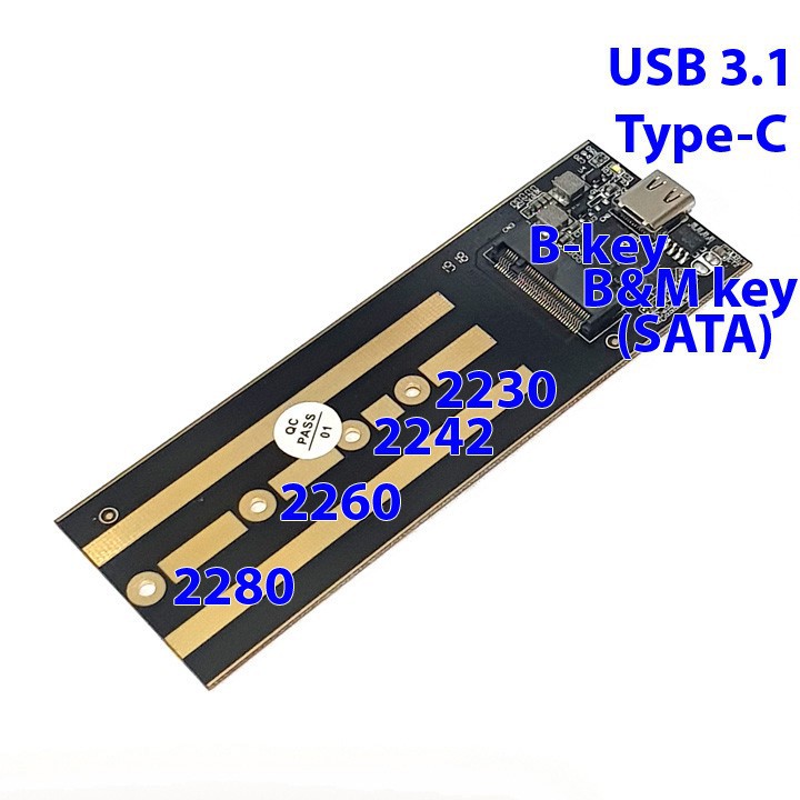 Box SSD vỏ nhôm M.2 SATA, AHCI USB-C 3.1 M280C