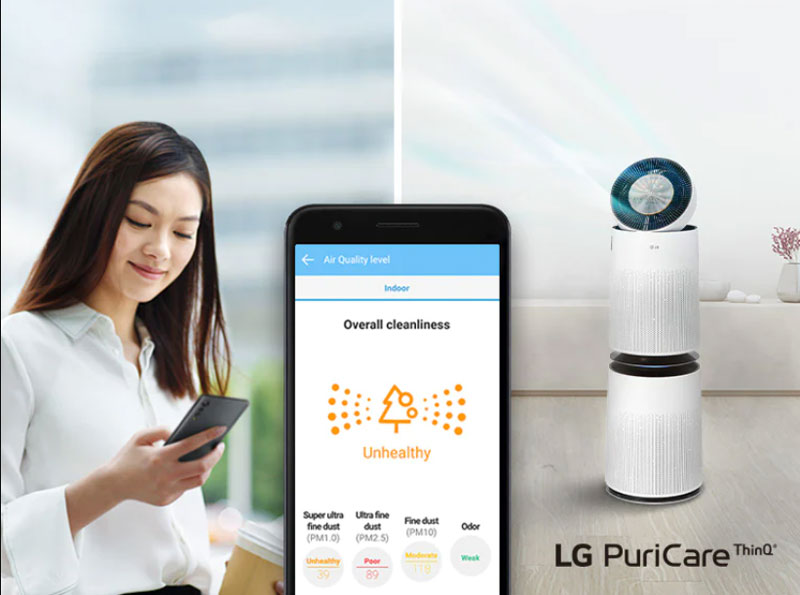 Máy lọc không khí LG PuriCare 2 tầng Safeplus AS10GDWH0 (Model 2021) - Hàng chính hãng