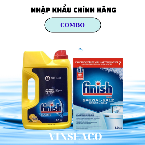 Combo: Bột rửa bát Finish 2,5kg + muối finish 1,2kg