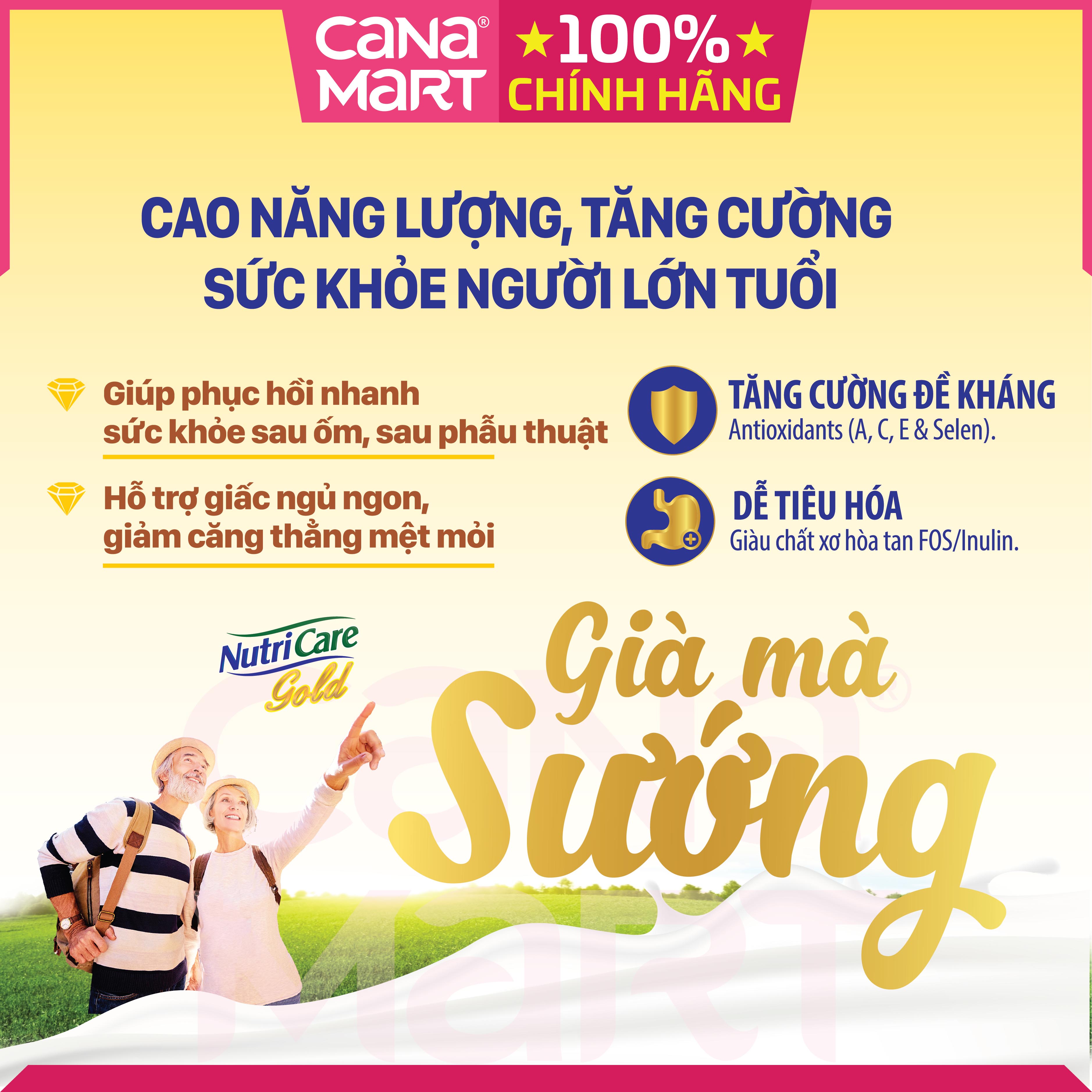 Lốc 8 hộp sữa pha sẵn Nutricare Gold giúp tiêu hóa tốt, bồi bổ cơ thể (8 hộp x 180ml)