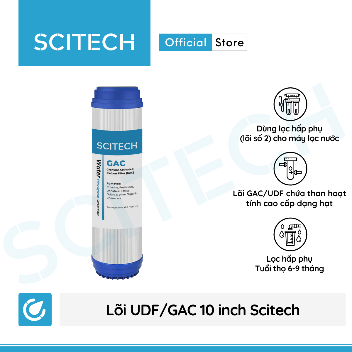 Bộ lọc nước uống công nghệ UF 4 cấp lọc by Scitech (Không dùng điện, không nước thải) - Hàng chính hãng