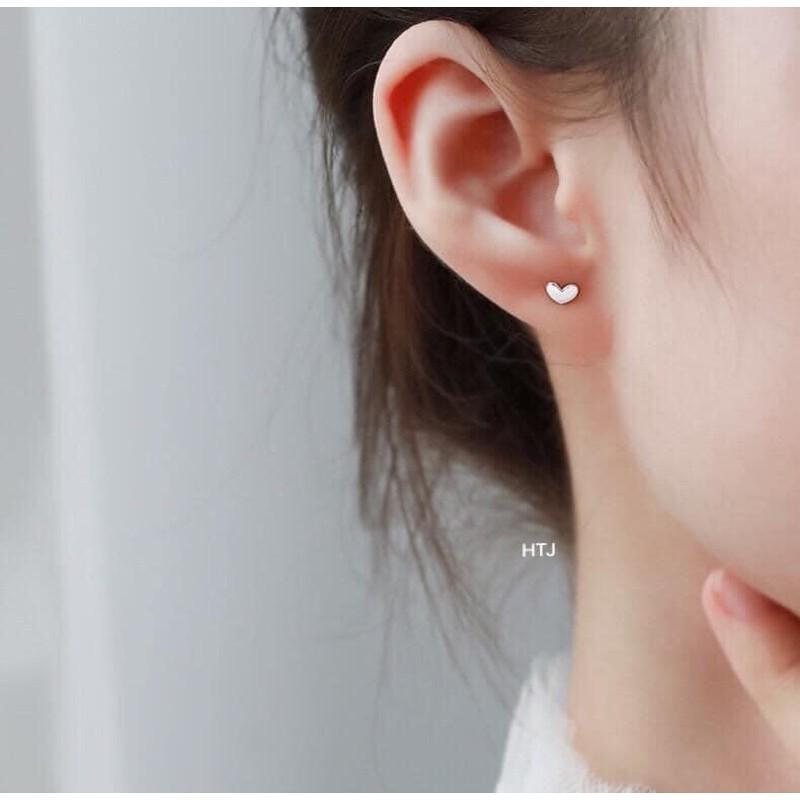 Bông tai, nụ tim nhỏ xinh bạc ta, khuyên tai bạc bibi silver -