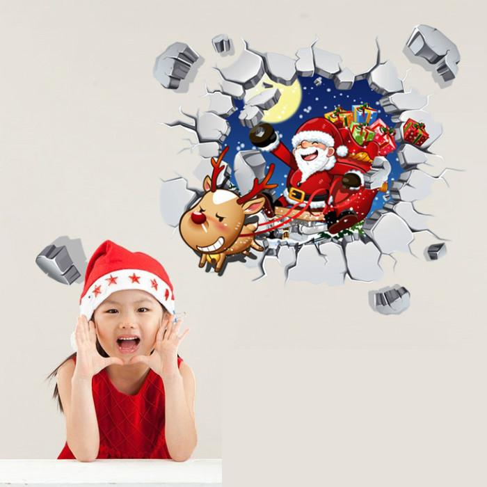 Ông già Noel - Decal 3D hình dán trang trí