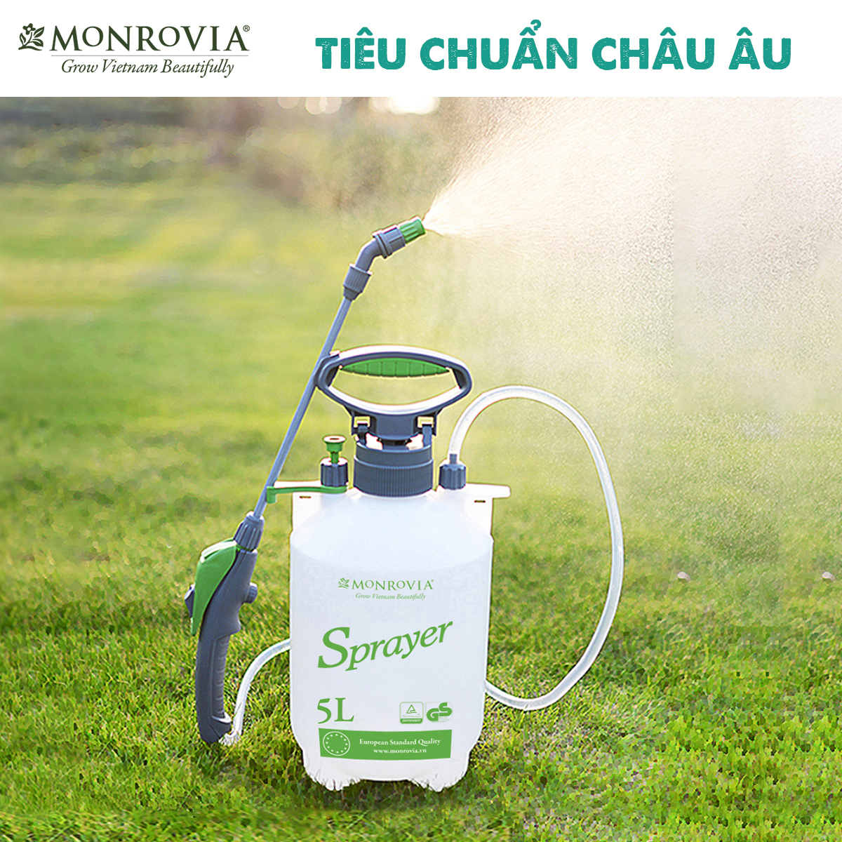 Bình tưới cây 5 lít Monrovia, phun hai chế độ, áp suất lớn tiêu chuẩn Châu Âu