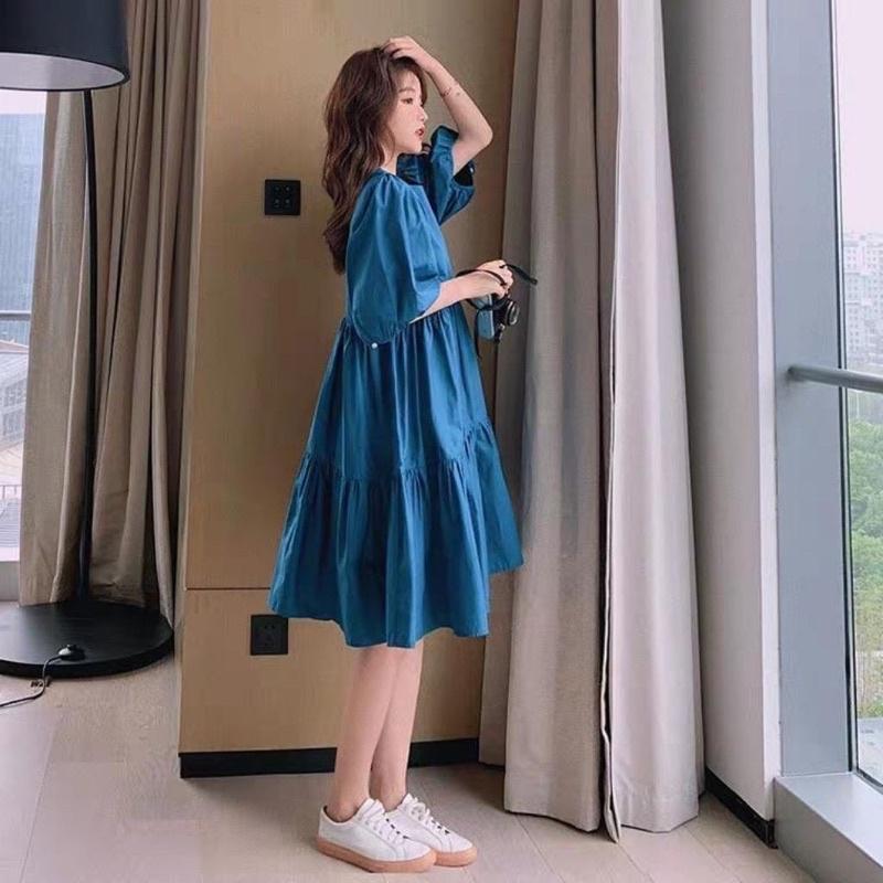 Váy bầu CỔ VUÔNG MAMADRESS mặc được 2 kiểu trễ vai thời trang thiết kế xinh xắn