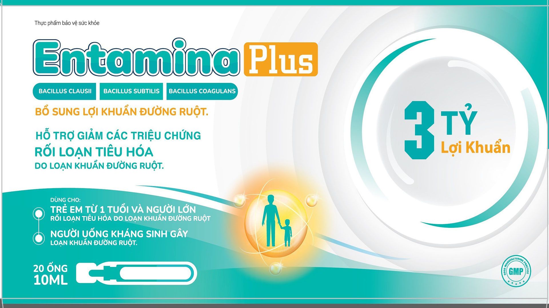 Men vi sinh Viêm Đại Tràng, Táo bón, Tiêu chảy ENTAMINA 3 tỷ bào tử lợi khuẩn