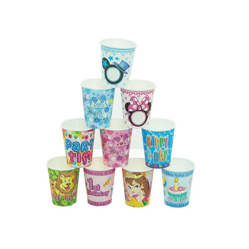 Set 6 cốc giấy, ly giấy sinh nhật hoạ tiết ngẫu nhiên - Ngẫu nhiên