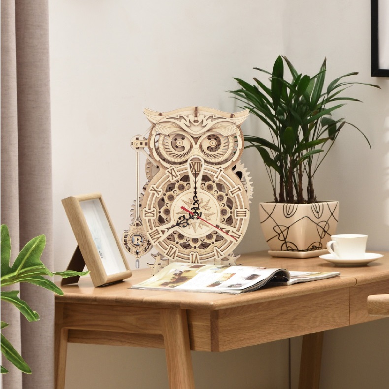 Mô hình Đồng hồ cơ hình Cú Owl Clock LK503 Battery Mechanical