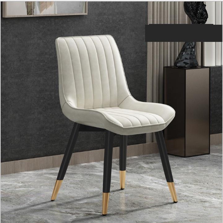 Ghế ăn bọc da LOFT kiểu dáng kẻ sọc chân mạ kim loại chống ghỉ chống xước