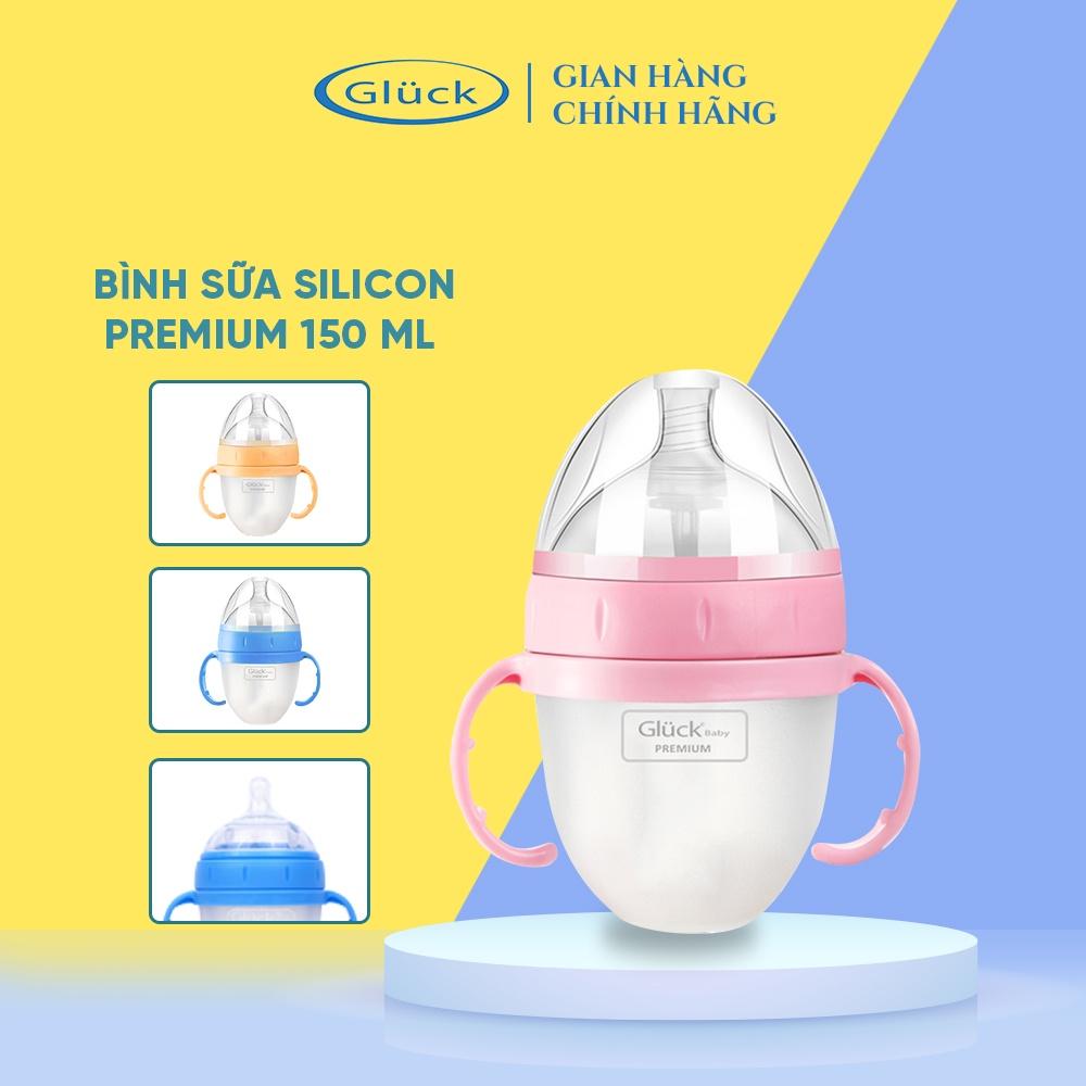 Bình sữa cho bé Silicon Premium có tay cầm 150ml GB150, 240ml GB240 Gluck Official