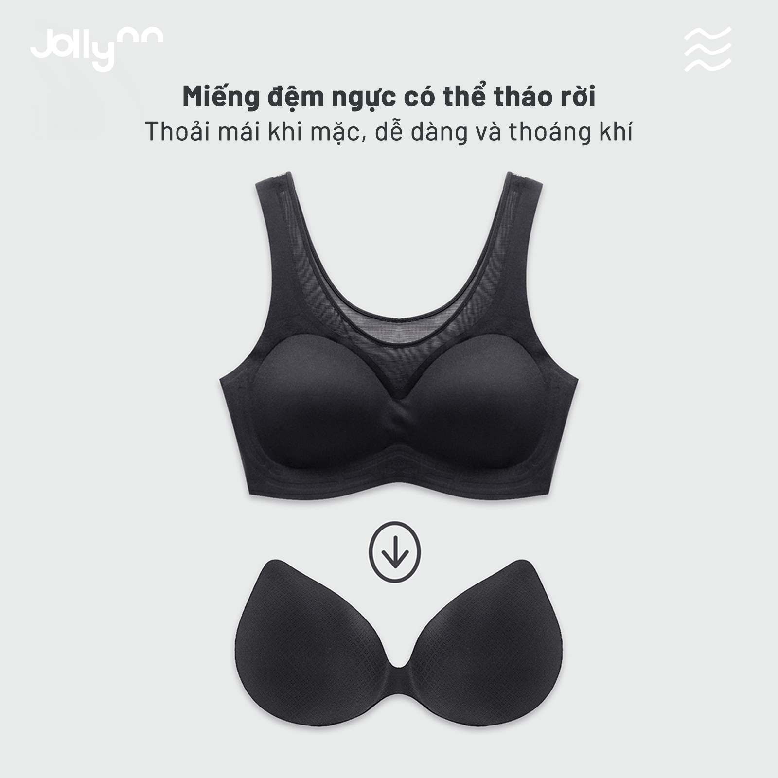 Áo ngực thể thao Jollynn Cheer V Sport Bra không gọng, vừa vặn, cổ chữ V, thông gió tốt, màu trơn