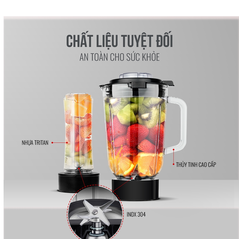 Máy Xay Sinh Tố Cối Thủy Tinh Elmich BLE-1849 - Hàng Chính Hãng