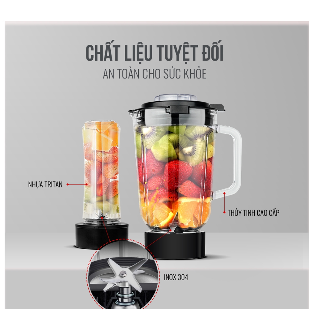 Máy Xay Sinh Tố Cối Thủy Tinh Elmich BLE-1849 (1200W - 1,5L) - Hàng Chính Hãng