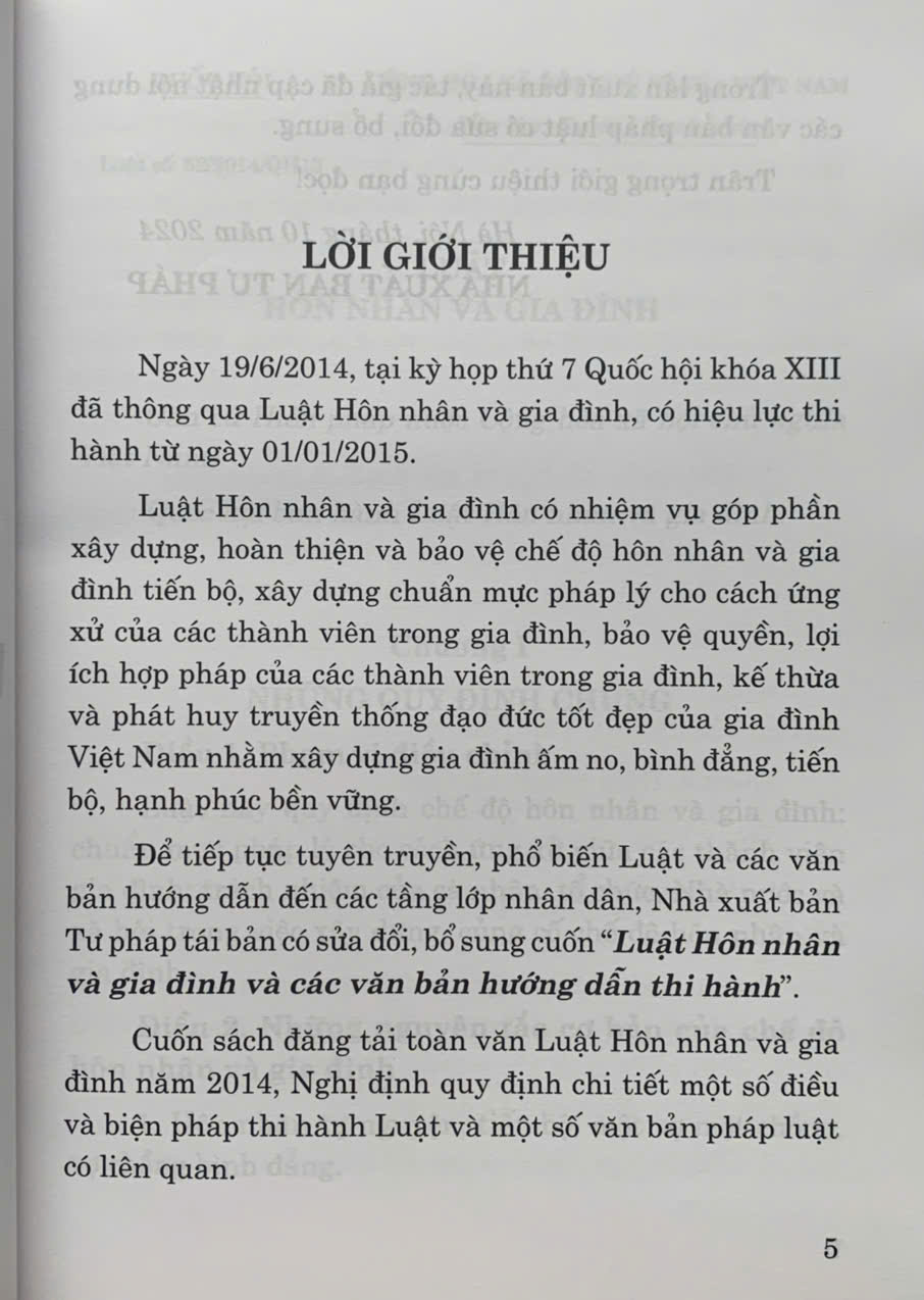 Luật Hôn nhân và Gia đình và các văn bản hướng dẫn thi hành (Tái bản lần thứ ba, có sửa đổi, bổ sung)