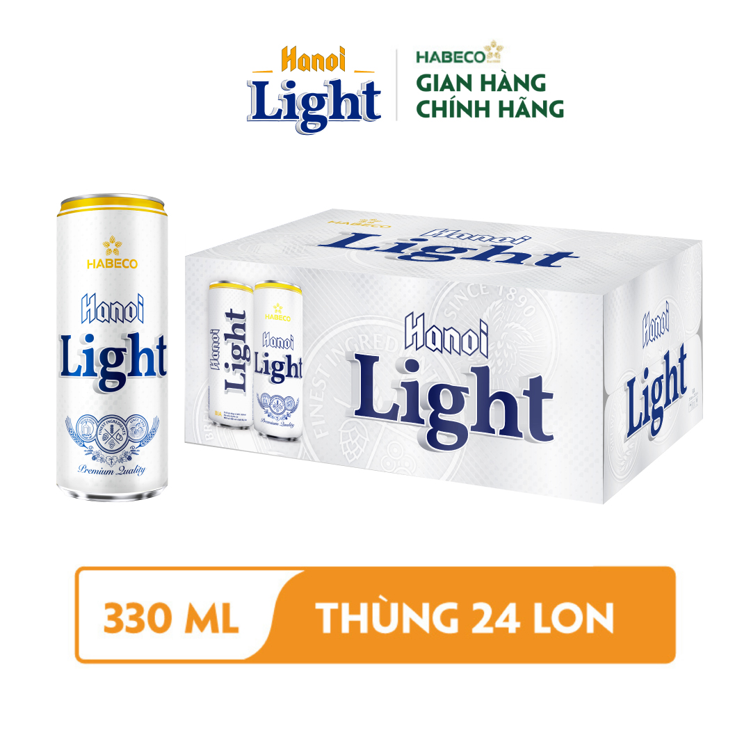 Combo 2 Thùng Bia Hanoi Light - Thùng 24 lon 330ml