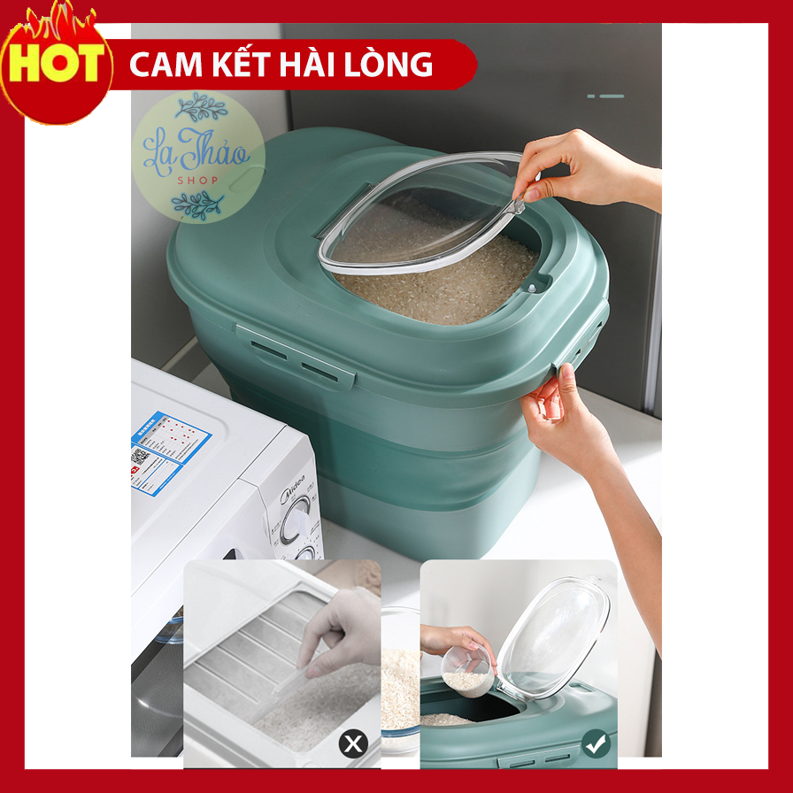 Thùng Đựng Gạo Thông Minh Gấp Gọn Chống ẩm Mốc Chống Côn Trùng