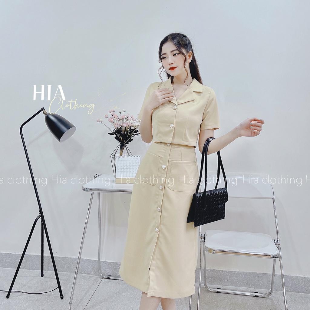 Set Áo Cổ Vest Chân Váy Dài| Thiết Kế Độc Quyền|HIA Clothing S405