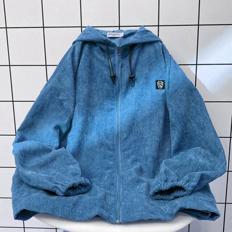 Áo khoác Jacket form rộng tay dài Nhung Gân COW ulzzang