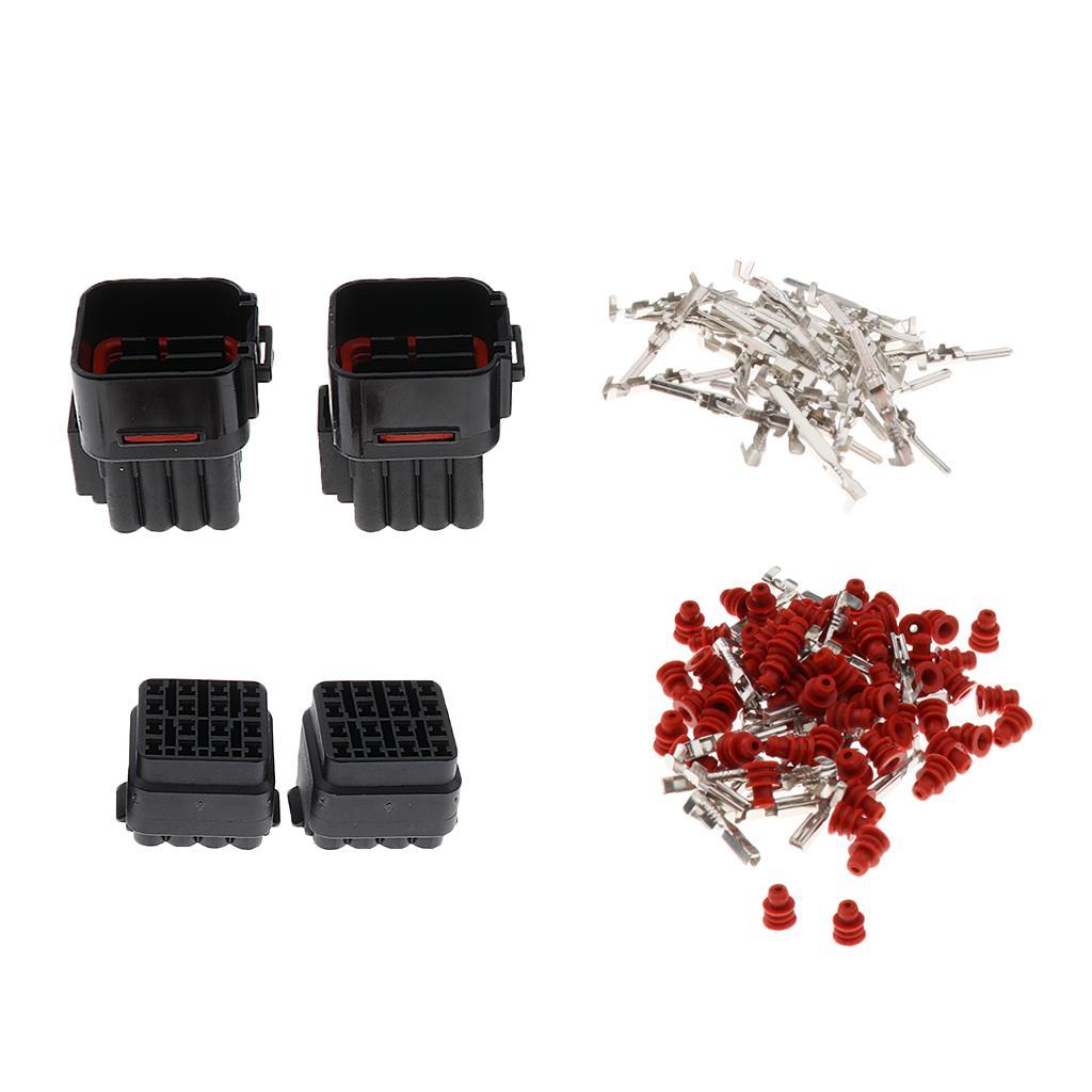 2 Kit 16 Pin Way Car Sealed Electrical AWG Wire Connector Waterproof
