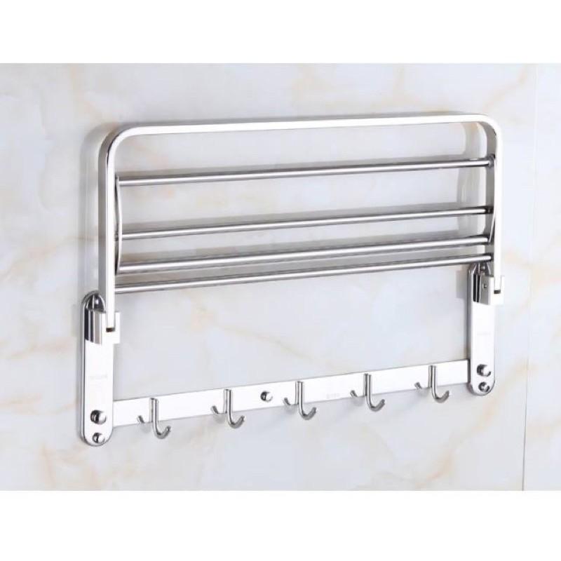 Máng khăn tầng đa năng inox304/ Giá treo khăn và để đồ trong nhà tắm 2 tầng