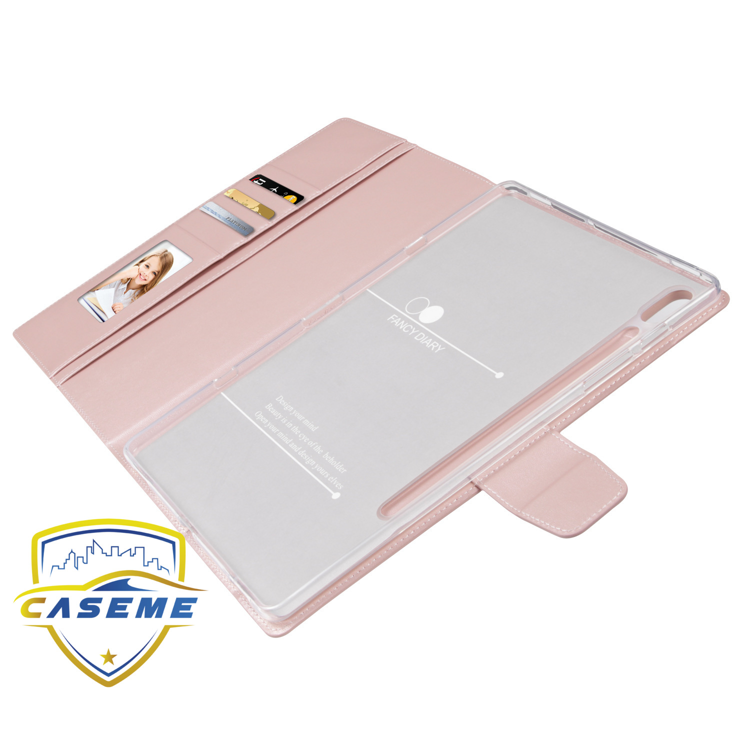 Bao da Hanman dành cho Samsung Tab S7 FE dạng ví có ngăn đựng thẻ, đựng tiền, quai gập - Hàng nhập khẩu