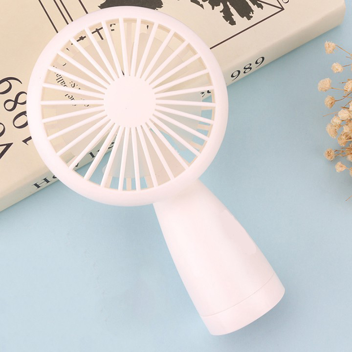 Quạt Cầm Tay Mini Tích Điện, Đế Chống Lật, Có Đèn Led- Giao Màu Ngẫu Nhiên