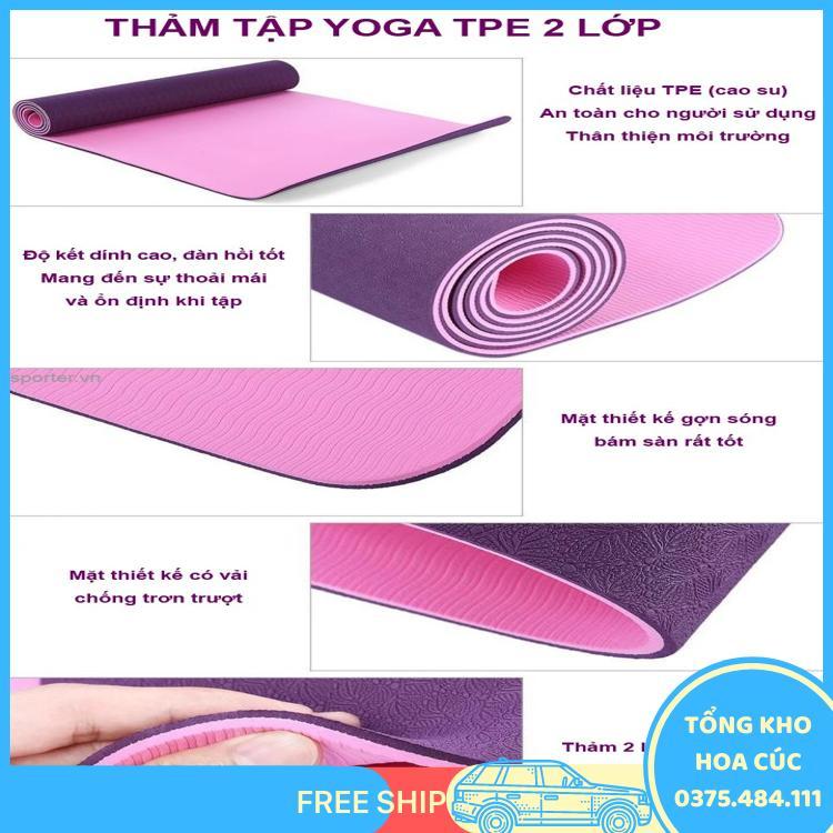 Thảm Tập Yoga-Và Gym 2 Lớp Tpe K88(Giao Màu Ngẫu Nhiên) - Vận Chuyển Miễn Phí Toàn Quốc