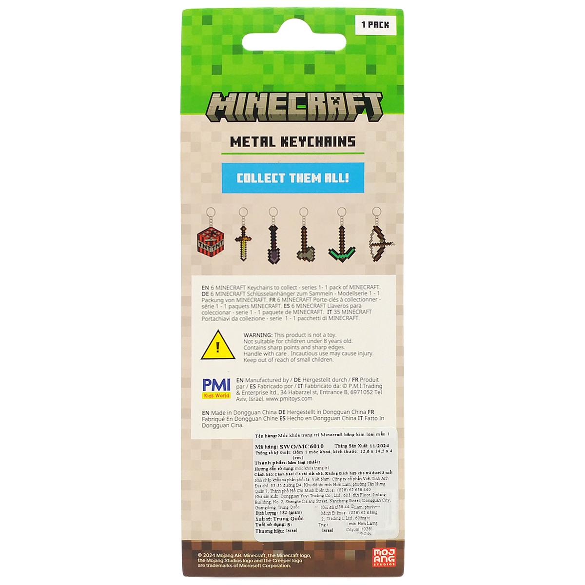 Móc Khóa Minecraft Bằng Kim Loại Mẫu 1 - Mojang Studios SWO/MC6010