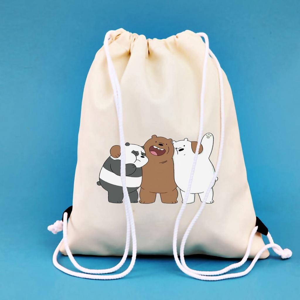 BALO MINI WE ARE BEAR AOMIVN DÂY RÚT NHỎ XINH UNISEX CHẤT CANVAS THỜI TRANG CUTE XINH ĐẸP TIỆN ÍCH DẠO P