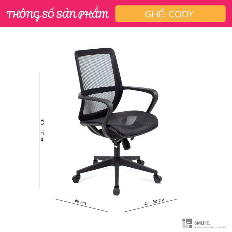 Ghế xoay văn phòng lưng trung bọc lưới SMLIFE Cody