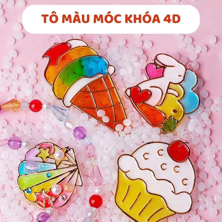 Tranh Vẽ 3D Dạng Gel Phiên Bản Tô Màu Móc Khóa 4D Vòng Tay Vòng Cổ Cho Bé