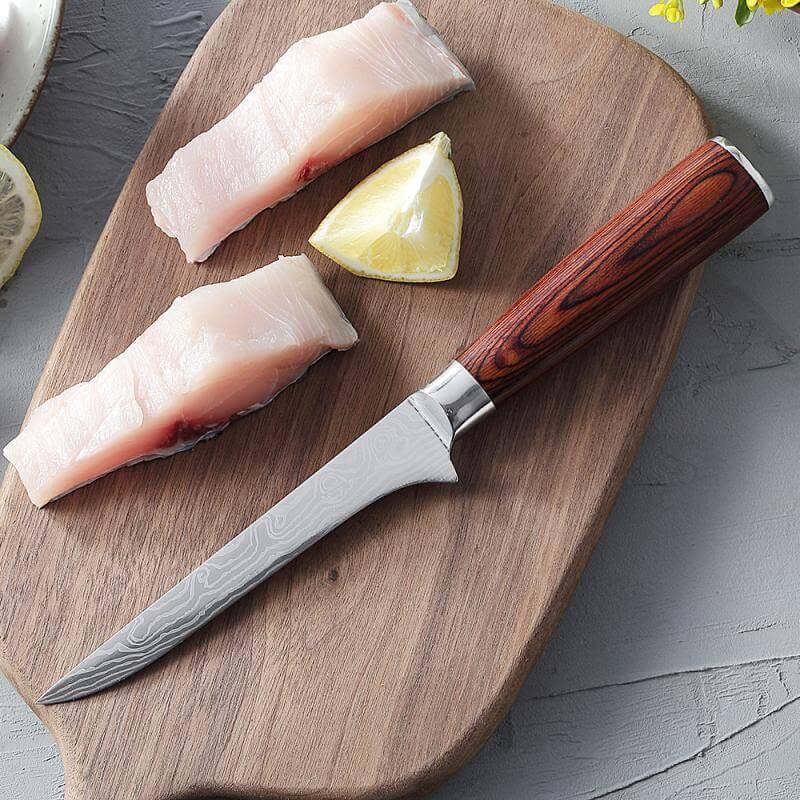 DAO - DAO BẾP NHẬT BẢN CLASSIC BONING THÉP DAMASCUS MÃ KDT120 nt 234654467856