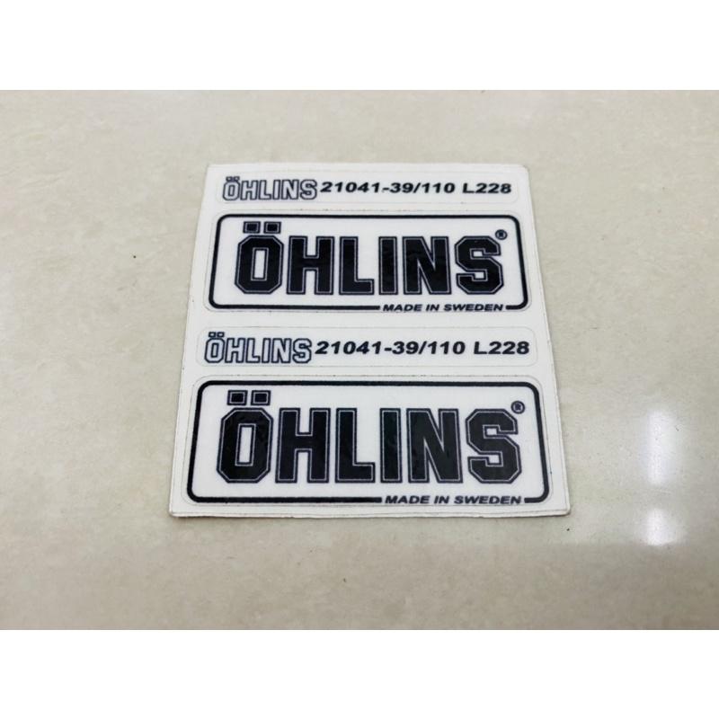 Cặp Tem ohlins in decal trong dán chân phuộc và lò xo sau.