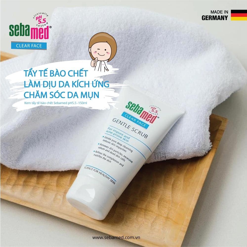 Kem tẩy tế bào chết làm sạch sâu Sebamed pH 5.5 - Sebamed Clear Face Gentle Scrub 150ml