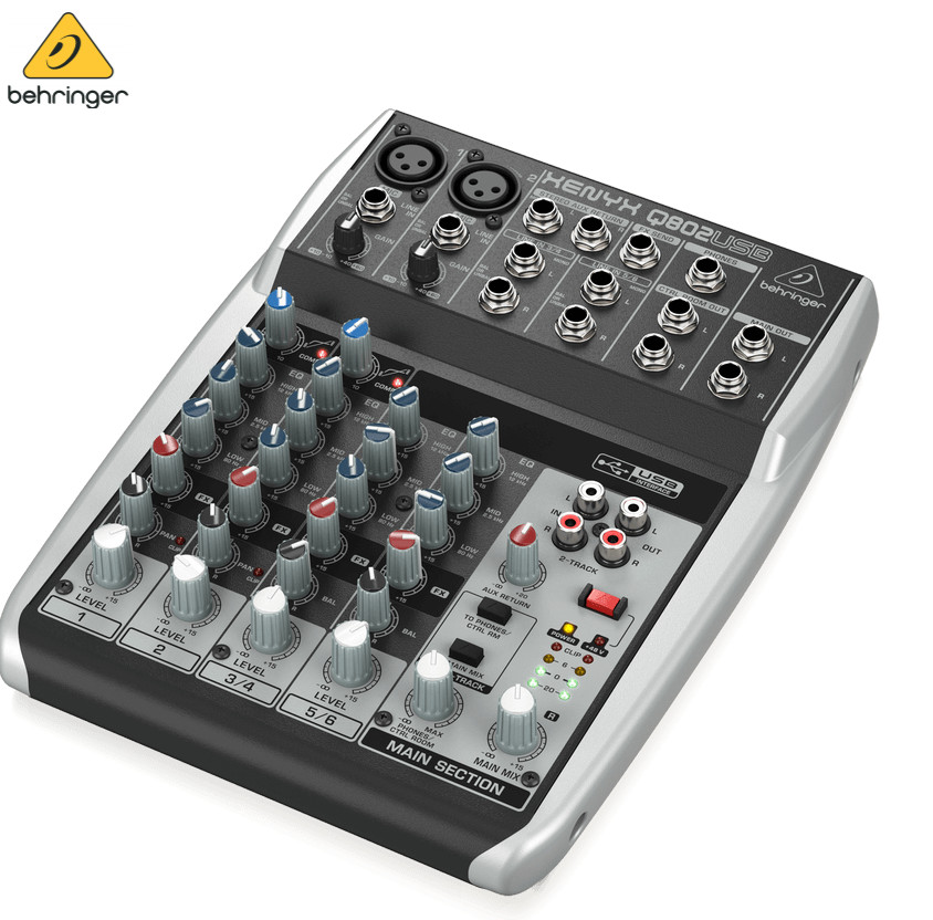 Mixer thu âm 8 cổng vào Behringer XENYX Q802USB - Hàng nhập khẩu