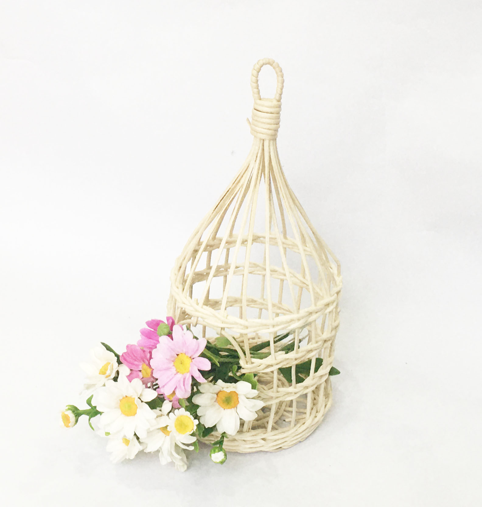 Lồng chim bằng mây tự nhiên vintage - cắm hoa / trang trí tiệc / đựng đồ đa năng handmade