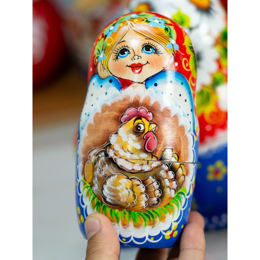 BỘ BÚP BÊ NGA MATRYOSHKA 7 LỚP 21CM "CÔ GÀ ĐẺ TRỨNG VÀNG" RẤT ĐẸP VÀ ĐỘC ĐÁO