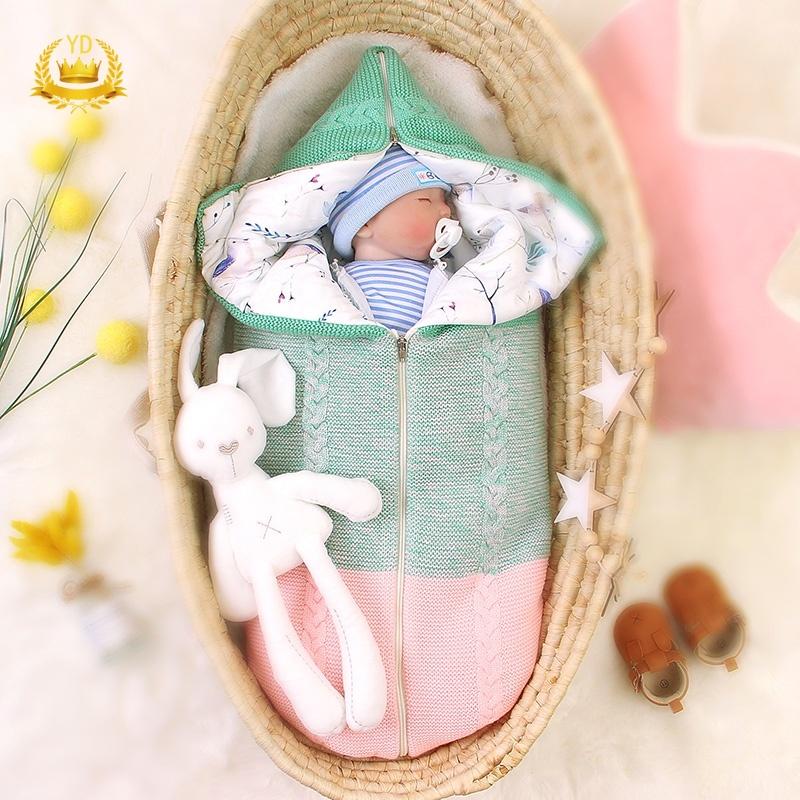 Túi Ngủ Đan Len Giữ Ấm Mùa Đông Họa Tiết Hoạt Hình Dành Cho Trẻ Sơ Sinh