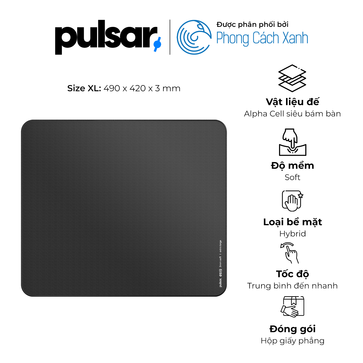 Lót chuột đế Alpha-cell Pulsar eS2 Slow - Hàng Chính Hãng