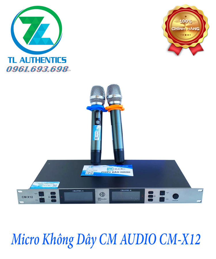 Micro không dây CMAUDIO Model CM-X12 cao cấp,có chế độ tự ngắt - Hàng chính hãng nhập khẩu 2024 - tặng bộc sạc và 4 quả pin 1200mah