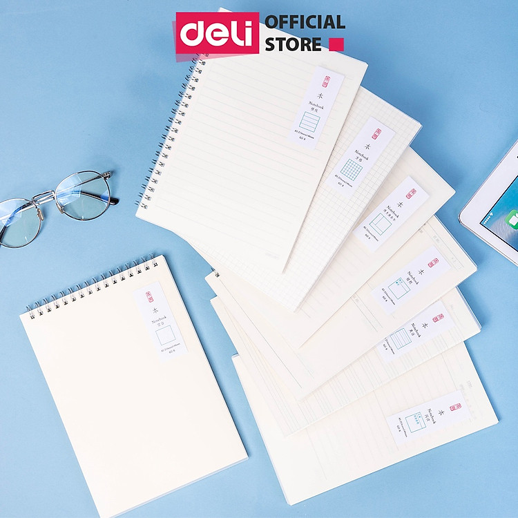 Sổ Tay Ghi Chép Lò Xo Kẻ Ngang A5 Gáy Xoắn 120 Trang Deli - Phù Hợp Làm Sổ Kế Hoach Planner, Viết Nhật Kí, Tập Vở Học Sinh Sổ Tay Văn Phòng - Màu Ngẫu Nhiên - La560 Ela560 Lpa560 - Bìa Nhựa Trong Caro - Lpa560